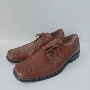 Stacy Adams Size 9M Brown Leather Oxford Dress Shoes Square Toe Lace-up‎